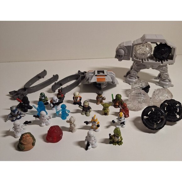 Star Wars Other - 22 Star Wars Micro Force Squinkies Lot With AT-AT & Spaceship & Accessories